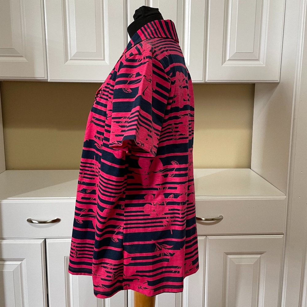 Carolyn Taylor Printed Short Sleeve W/ 2 Fer Solid Insert Top & Necklace… - Picture 2 of 14